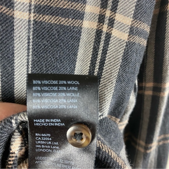 Anthropologie Pilcro Tuxedo Buttondown Shirt In Black Motif Plaid Small - Picture 9 of 10